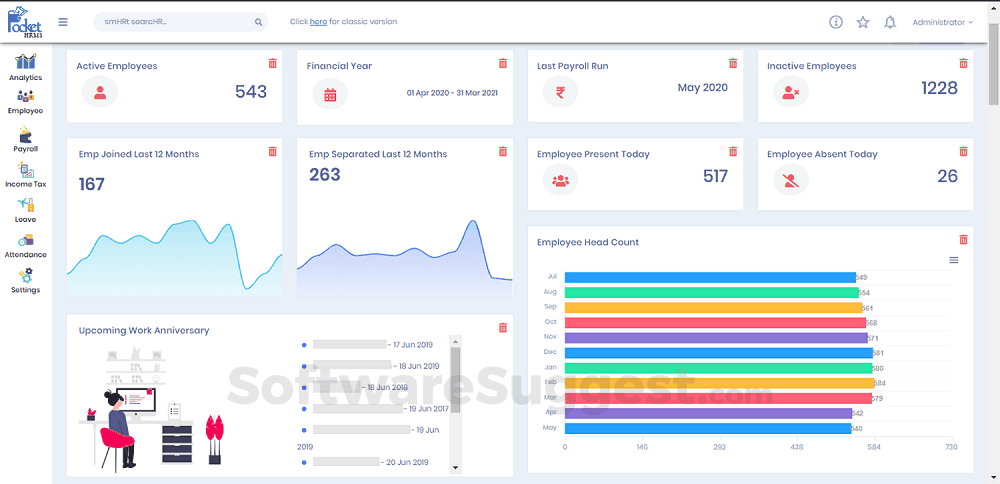 Pocket-HRMS_Dashboard Top 11 Best HR Payroll Softwares to Create a Great Workplace